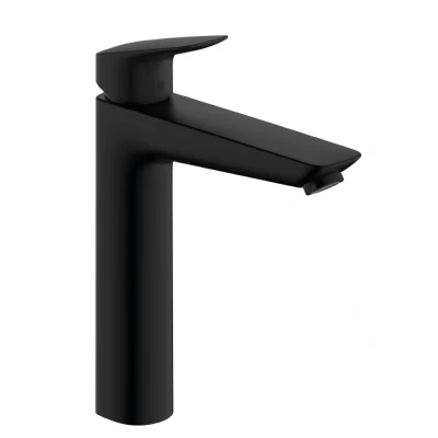 Imagen de hansgrohe Logis grifo lavabo sin desagüe, monomando 195 mm, mezclador ahorro de agua (EcoSmart), negro mate, 71091670