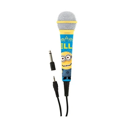 Imagen de LEXIBOOK Minions, Gru mi villano favorito micrófono para karaokes, con Jack 3,5 y Adaptador 6,3 mm MIC100DES Despicable, color azul/amarillo