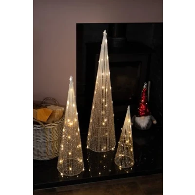 Imagen de Marco Paul Interiors Juego de 3 árboles Navidad con luz LED dorada, árbol festivo para el hogar