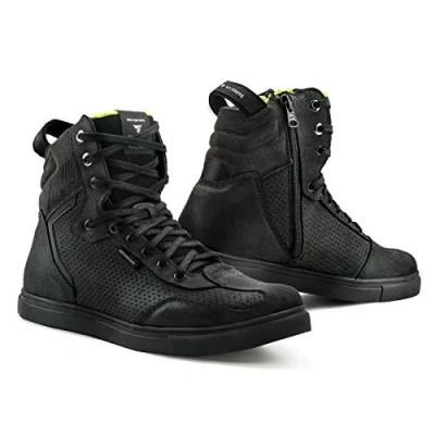 Imagen de SHIMA Rebel WP, Impermeables Zapatos Moto Hombre Transpirables, Reforzados de Cuero, Soporte para el tobillo, Suela Antideslizante, Mango Cambio Marchas (Negro, 41 eu)