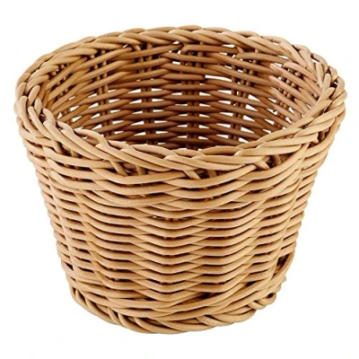 Imagen de cesta redonda APS &quot;Profi Line&quot;, de mimbre marrón claro, polipropileno, contenedor mimbre, pan, alimentos, diámetro Ø 13 cm, altura 10 cm