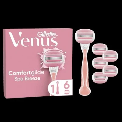Imagen de Venus Gillette Comfortglide Spa Breeze, Maquinilla De Mujer, 1 Mango + 6 Recambios, Depilación Suave, Apurada Y Duradera