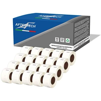 Imagen de Aftertech 20 x 99017 12,5 51 mm Rollos de etiquetas adhesivas compatibles (220 etiquetas/rollo = 4400 totales) para Dymo LabelWriter Seiko SLP etiquetadoras impresoras S0722460
