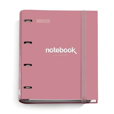Imagen de Miquelrius Carpebloc A4 Emotions, Carpeta Archivador con 4 Anillas + Recambio 100 Hojas Cuadrícula 5 mm, Papel 90 g/m², Cierre Goma, Color Rosa Dust