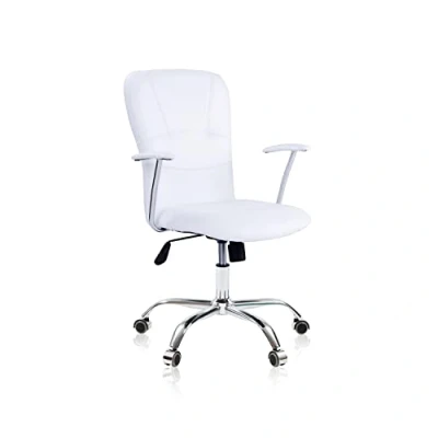 Imagen de Maggie, Silla de Escritorio Giratoria, Oficina o Despacho, Acabado en Símil Piel Blanco, Medidas: 64 cm (Ancho) x (Largo) 94 106 (Alto)