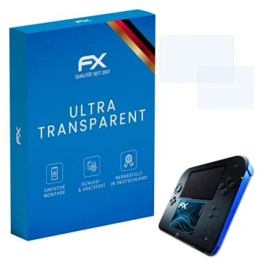 Imagen de atFoliX Lámina Protectora de Pantalla compatible con Nintendo 2DS Película Protectora, ultra transparente FX (Set 3)