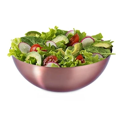 Imagen de Relaxdays Ensaladera de Acero Inoxidable, Frutero Cobrizo, Cuenco Cocina, Bol Repostería, 9 x 23,5 cm, Cobre