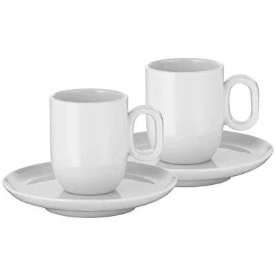 Imagen de WMF Barista Juego de 4 tazas café 60 ml con platillos para espresso, porcelana, café, aptas lavavajillas, color