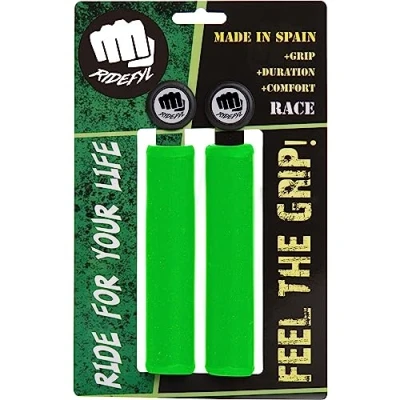 Imagen de RIFYL (Race) Juego de puños para Bicicleta o Mountain Bike, Color Verde, diámetro 30,5mm