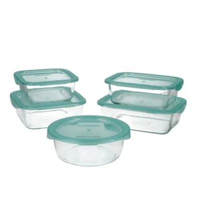 Imagen de Luminarc Keep&#039;n Lagon Set 5 Recipientes Vidrio Con Tapa 76cl 82cl 92cl 2 * 122cl Bicolor