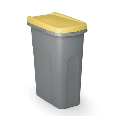 Imagen de Cubo de basura con tapa plástico gris/amarillo 25L