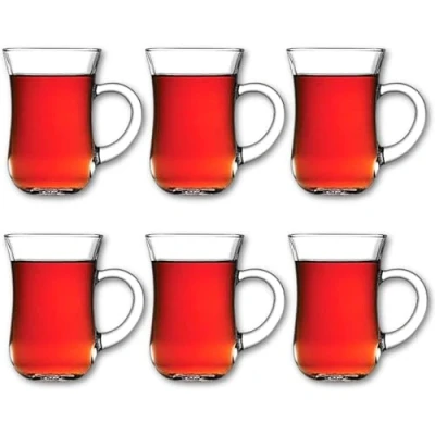 Imagen de Pasabahce 55411 Aida Vaso de té (145 ml, con asa), 145ml, 6