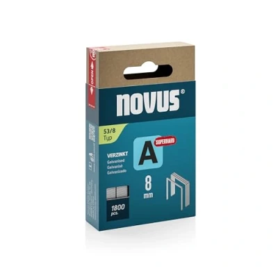 Imagen de Novus 042 0775 Grapas de alambre fino A tipo 53 8 mm (ancho del lomo: 11,3 mm, ancho alambre: 0,75 1800 unidades, dureza superdura, material: acero galvanizado)