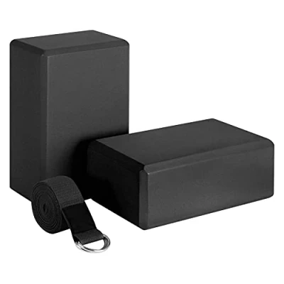 Imagen de Beausoleil Conjunto de Bloque Yoga y Correa Espuma EVA Bloques Antideslizantes Suaves Universal Ejercicios Estiramiento TonificacióN Negro
