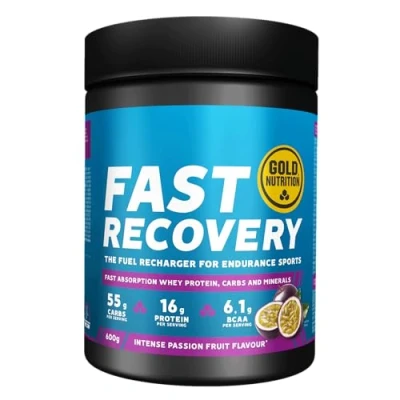 Imagen de FAST RECOVERYRecuperador muscular con BCAA, Carbohidratos y Proteína Aisalada de SueroGoldNutritionSabor Maracuyá 600g