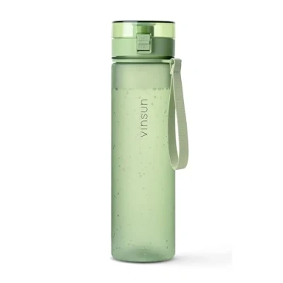 Imagen de VINSUN Botella Agua 1 Litro Verde Tritan sin BPA, Prueba de Fugas, Manejo con Una Mano Cantimplora Deporte Ligera para Gimnasio, Colegio, Bicicleta, Oficina
