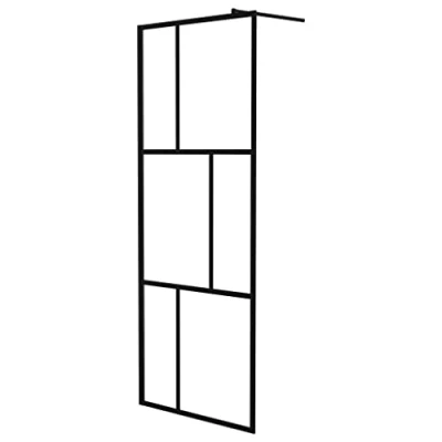 Imagen de vidaXL Mampara de Ducha Accesible Cabina Cuarto Baño Aseo Cerramiento Partición Cubículo Apertura Central con Vidrio Templado Negro 80x195 cm