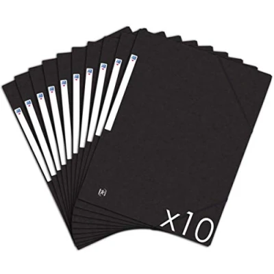 Imagen de Oxford Top File + Lote de 10 carpetas cartón con 3 solapas, formato A4, cierre elásticos, color negro