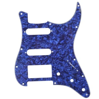 Imagen de Musiclily 11 Agujeros HSS Strat Pickguard Golpeador para Fender American/México Standard Stratocaster Estilo Moderno, 4 capas Blue Pearl