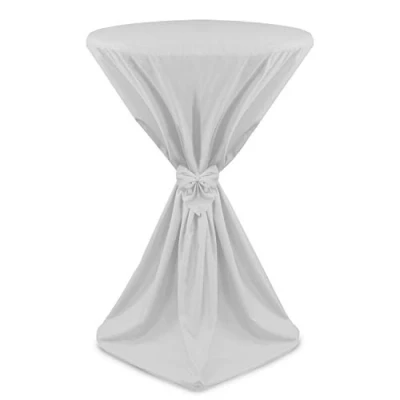 Imagen de Beautissu Mantel Redondo con Lazo Giulia Blanco Ø80 x 145 cm Funda de Microfibra para Mesa Bistro diseño Alta