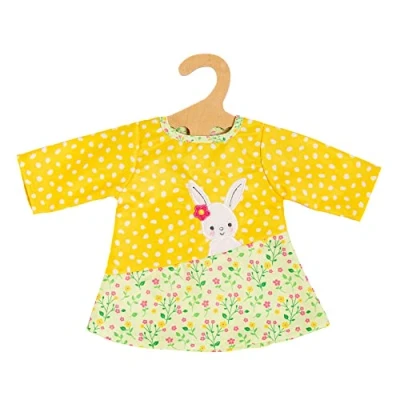 Imagen de Heless 1355 Ropa para muñecas en diseño Bunny Lou, Vestido túnica con aplicación de Conejito y Estampado Flores Peluches Talla 28 35 cm