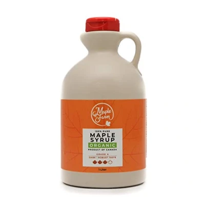 Imagen de Jarabe de arce BIO Grado A (Dark, Robust taste) 1 litro (1,35 Kg) Miel biológico Sirope Organic maple syrup