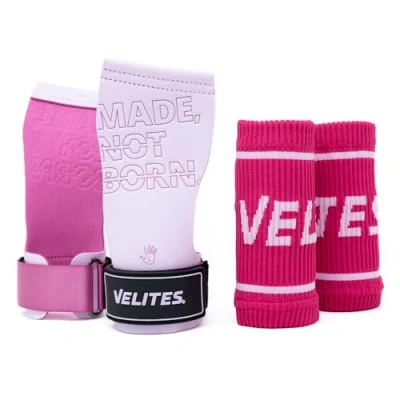 Imagen de Velites I Calleras Quad Pro + Muñequeras de Tela a Juego Regalo Profesionales para Cross Training o Gimnasia Aptas Cualquier Superficie Uso con Magnesio.