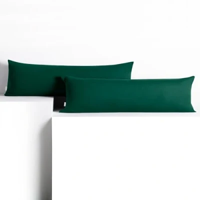 Imagen de DecoKing 2 Fundas de Almohada 20 x 120 cm, algodón, con Cremallera, Color Verde y ámbar
