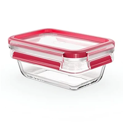 Imagen de Emsa Clip&amp;Close Hermético de Cristal rectangular polipropileno, higiénico, no retiene olores ni sabores 100% libre BPA, apto para congelador y microondas, lavavajillas