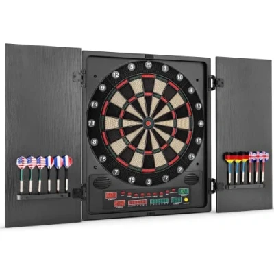 Imagen de Oneconcept Dartmaster 180 Diana electrónica, automática, 1 8 Jugadores, Rival Virtual, 12 Dardos, Apoyo para electrónica Profesional, 27 Juegos, 2 Puertas, Negro