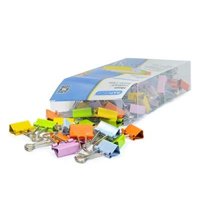 Imagen de Rapesco 1492 Pinzas/Clips de 19 mm con Brazos Plegables, Colores Surtidos, Paquete 80