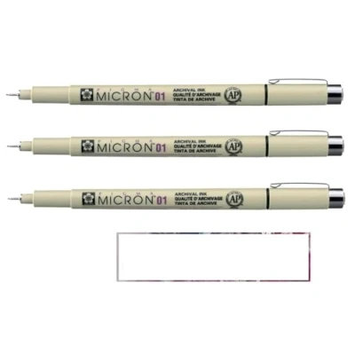 Imagen de Pigma MICRON Sakura 01 Negro 3 unidades y 1 tarjeta
