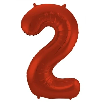 Imagen de Folat 65982 Globo de Aluminio Número Figura 2 Rojo Metalizado Mate 86 cm decoración globos helio para cumpleaños, aniversario
