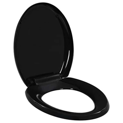 Imagen de vidaXL Tapa de Inodoro Cierre Suave y Desenganche Rápido Negra Baño Váter Estándar Accesorios Fontanería Ideal Hogar Restaurante Hotel Comercio