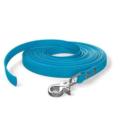 Imagen de Correa de Arrastre 10 m, para Perros, 1 mosquetón, Azul Cian, Muy Resistente, repele la Suciedad y el Agua