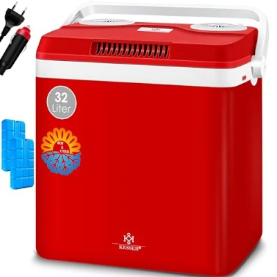 Imagen de KESSER® Nevera eléctrica portátil de 32 L 12 V, Enchufe 230 V ENFRÍA y CALIENTA Refrigerador Termoeléctrica con 2X acumulador frío Azul