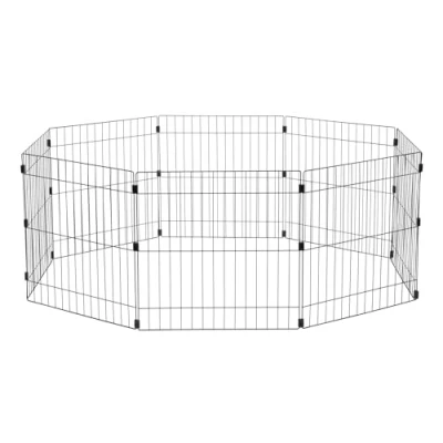 Imagen de Iris Ohyama, Corral, Recinto Exterior, Perrera, Jaula para Perros, Gatos, Conejos, 1,7 m², 8 Paneles /An60 x Al60 cm, WPC 24, Negro