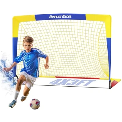 Imagen de Dimples Excel Portería De Fútbol Red para Jardín Al Aire Libre Entrenamiento Amantes del (4&#039;x3&#039; Azul Amarillo)