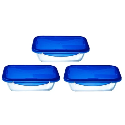 Imagen de Pyrex Food storage containers with lid Cook &amp; Go low 800 ml 3 Piece