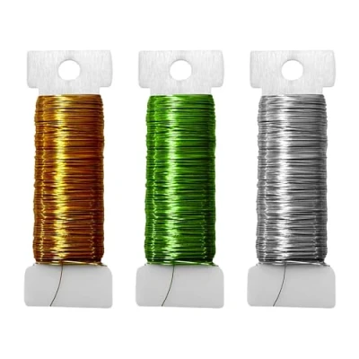 Imagen de 3 rollos de hilo para manualidades colores, 0,3 mm x 50 m, manualidades, alambre joyas, bobinado alambre, fabricación dorado, dorado flores