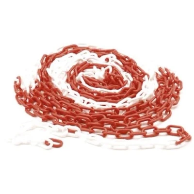 Imagen de Perel Cadena de marcado, para la delimitación áreas acceso peligrosas o prohibidas, uso interior y exterior, plástico, rojo/blanco, 10 m, 6 mm