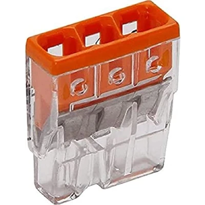 Imagen de Kopp 33346409 Wago Compact de Cajas Conexiones Abrazadera 3 Escalera Pinza Naranja 0,5 2,5 mm² 10 Unidades, Transparente/Naranja
