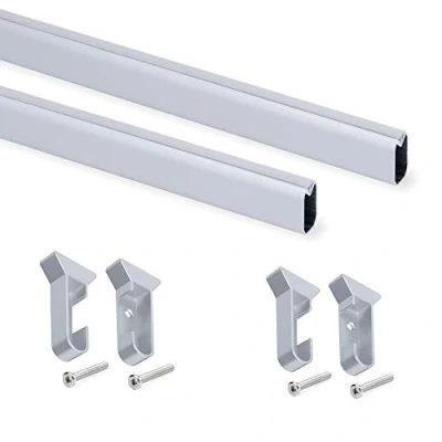 Imagen de EMUCA Kit de Barra Armario Oval 750mm y Soportes, anodizado Mate, Lote 2