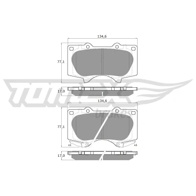 Imagen de TOMEX brakes TX 14 96 Juego de pastillas freno Eje delantero con avisador acústico desgaste TOYOTA: Land Cruiser Prado 120, HILUX 3 Pick up