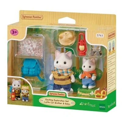 Imagen de Sylvanian Families 5763 Hermano y Babé Gato Latte, Vamos a Explorar