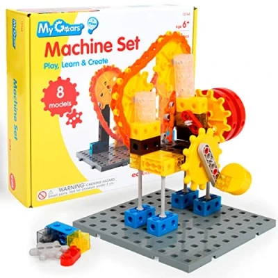 Imagen de edxeducation My Gears Machine Set 181 Pieces 8+ Actividades Toys for Kids Build Rotating, Moving Models Building Ages 4 8