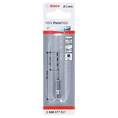 Imagen de Bosch Professional Brocas de vástago hexagonal PointTeQ, para metal, diámetro: 2.0 mm, ¼&quot;, accesorios taladro impacto y atornillador