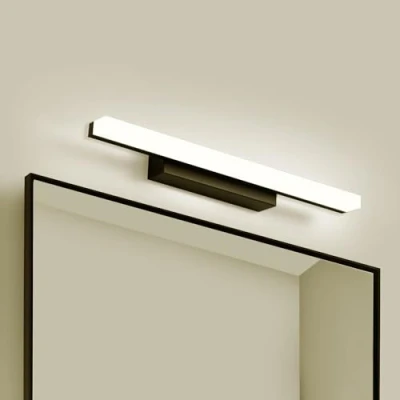 Imagen de Yafido Aplique Espejo Baño Interior LED 9W Negro luz Lámpara de Pared Iluminación para Maquillaje Blanco Neutro 4000K 800LM 40CM No regulable