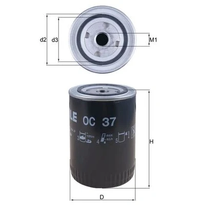 Imagen de MAHLE ORIGINAL OC 37 Filtro de aceite con dos válvulas bloqueo retorno enroscable LAND ROVER: Range Rover 1, ALFA ROMEO: 75, 164