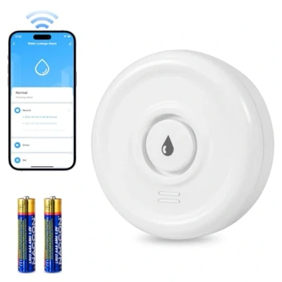 Imagen de Detector de Fugas Agua WiFi 2.4GHz con Batería 100dB Alarma Inteligente Sensor Agua, Smart Life App Control para Cocina Sótano Baño (Paquete 1)